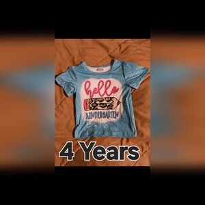 Blue Kids Short Sleeve Tee with Pink and Leopard Print